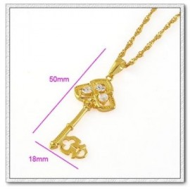 18k gold ep diamond simulated key necklace