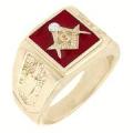 18K GOLD EP MASONIC FREEMASON MENS RING red