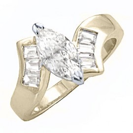 14K GOLD EP 2.26CT DIAMOND SIMULATED MARQUISE RING