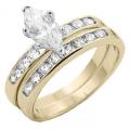 14K GOLD EP 2.9CT DIAMOND SIMULATED MARQUISE ENGAGEMENT RING