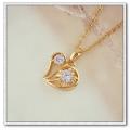 18k gold ep diamond simulated heart necklace