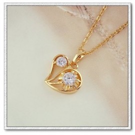 18k gold ep diamond simulated heart necklace