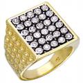 18K GOLD EP 3.0CT DIAMOND SIMULATED MENS DRESS RING