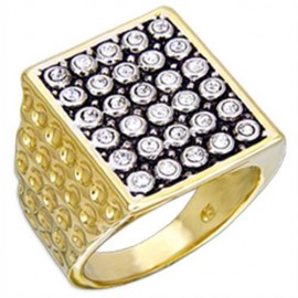 18K GOLD EP 3.0CT DIAMOND SIMULATED MENS DRESS RING