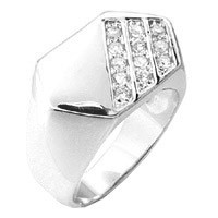 18K WHITE GOLD EP .50CT MENS DIAMOND SIMULATED RING