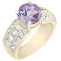 18K GOLD EP 4.0CT DIAMOND SIMULATED AMETHYST RING