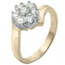 14K GOLD EP 1.62CT DIAMOND SIMULATED FLOWER RING
