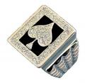 18K WHITE GOLD LUCKY ACE SPADES POKER MENS CARD RING