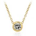 14K GOLD EP SOLITAIRE CZ NECKLACE CHAIN