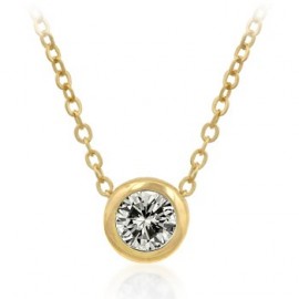 14K GOLD EP SOLITAIRE CZ NECKLACE CHAIN
