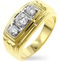 18K GOLD EP CZ ROUND CUT MENS DRESS RING