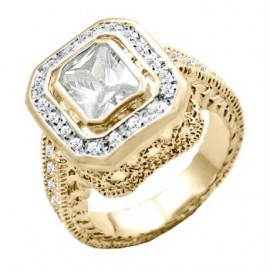 18K GOLD EP 4.95CT DIAMOND SIMULATED RING