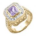 18K GOLD EP 4.95CT DIAMOND SIMULATED AMETHYST RING