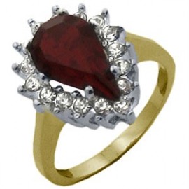 14K GOLD EP 6.49CT DIAMOND SIMULATED RUBY RING