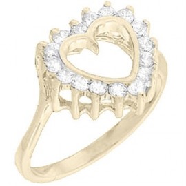 18K GOLD EP 1.0CT SIMULATED DIAMOND HEART RING