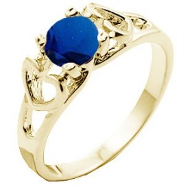 14K GOLD EP 1.44CT SAPPHIRE TWIN HEARTS RING