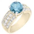 18K GOLD EP 4.0CT AQUAMARINE DIAMOND SIMULATED ENGAGEMENT RING