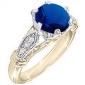 14K GOLD EP 4.35CT DIAMOND SIMULATED SAPPHIRE RING