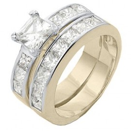 18K GOLD EP 7.2CT DIAMOND SIMULATED ENGAGEMENT RING