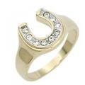 18K GOLD EP CZ WOMENS LUCKY HORSE SHOE RING