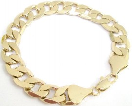14k gold ep cuban mens bracelet 12mm wide 36 grams