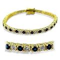 14K GOLD EP 4 CT DIAMOND SIMULATED SAPPHIRE TENNIS LINK BRACELET