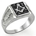 18K W GOLD EP MASONIC FREEMASON MENS RING black