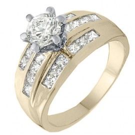 18K GOLD EP 3.0CT DIAMOND SIMULATED ENGAGEMENT RING