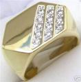 18K GOLD EP .50CT MENS DIAMOND SIMULATED RING