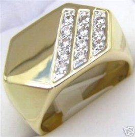 18K GOLD EP .50CT MENS DIAMOND SIMULATED RING