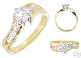 14K GOLD EP 1.85CT DIAMOND SIMULATED RING