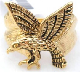 18K GOLD EP MENS FLYING EAGLE RING