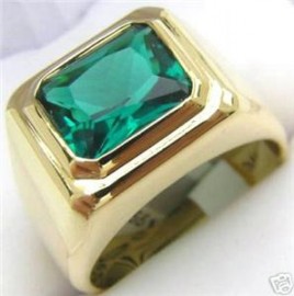 18K GOLD EP 2.0CT EMERALD MENS RING