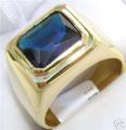18K GOLD EP 2.0CT SAPPHIRE EMERALD CUT MENS RING