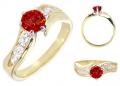 14K GOLD EP 1.85CT DIAMOND SIMULATED RUBY RING