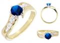 14K GOLD EP 1.85CT DIAMOND SIMULATED SAPPHIRE RING
