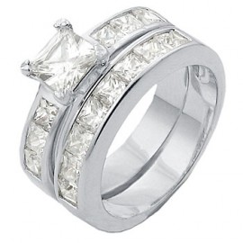 18K W GOLD EP 7.2CT DIAMOND SIMULATED ENGAGEMENT RING