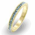 18K GOLD EP DIAMOND SIMULATED AQUAMARINE ETERNITY RING