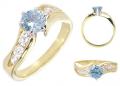 14K GOLD EP 1.85CT DIAMOND SIMULATED AQUAMARINE RING
