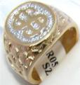 18K 2T GOLD EP ROUND CUT MENS DOLLAR RING