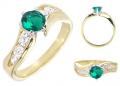 14K GOLD EP 1.85CT DIAMOND SIMULATED EMERALD RING