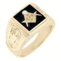 18K GOLD EP MASONIC FREEMASON MENS RING black