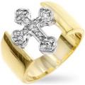 14K GOLD EP .50CT DIAMOND SIMULATED CROSS RING