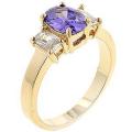 14K GOLD EP 2.6CT DIAMOND SIMULATED AMETHYST RING