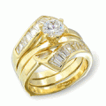 14K GOLD EP 3.8CT DIAMOND SIMULATED WEDDING SET RING