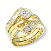 14K GOLD EP 3.8CT DIAMOND SIMULATED WEDDING SET RING