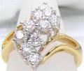 18K GOLD EP 2.0CT DIAMOND SIMULATED CLUSTER RING