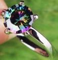18K W GOLD EP 1.0CT MYSTIC RAINBOW TOPAZ SOLITAIRE RING WOW