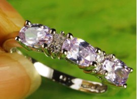 925 2.0CT DIAMOND SIMULATED AMETHYST RING WOW 