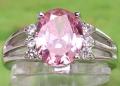 925 2.0CT DIAMOND SIMULATED PINK TOURMALINE RING 